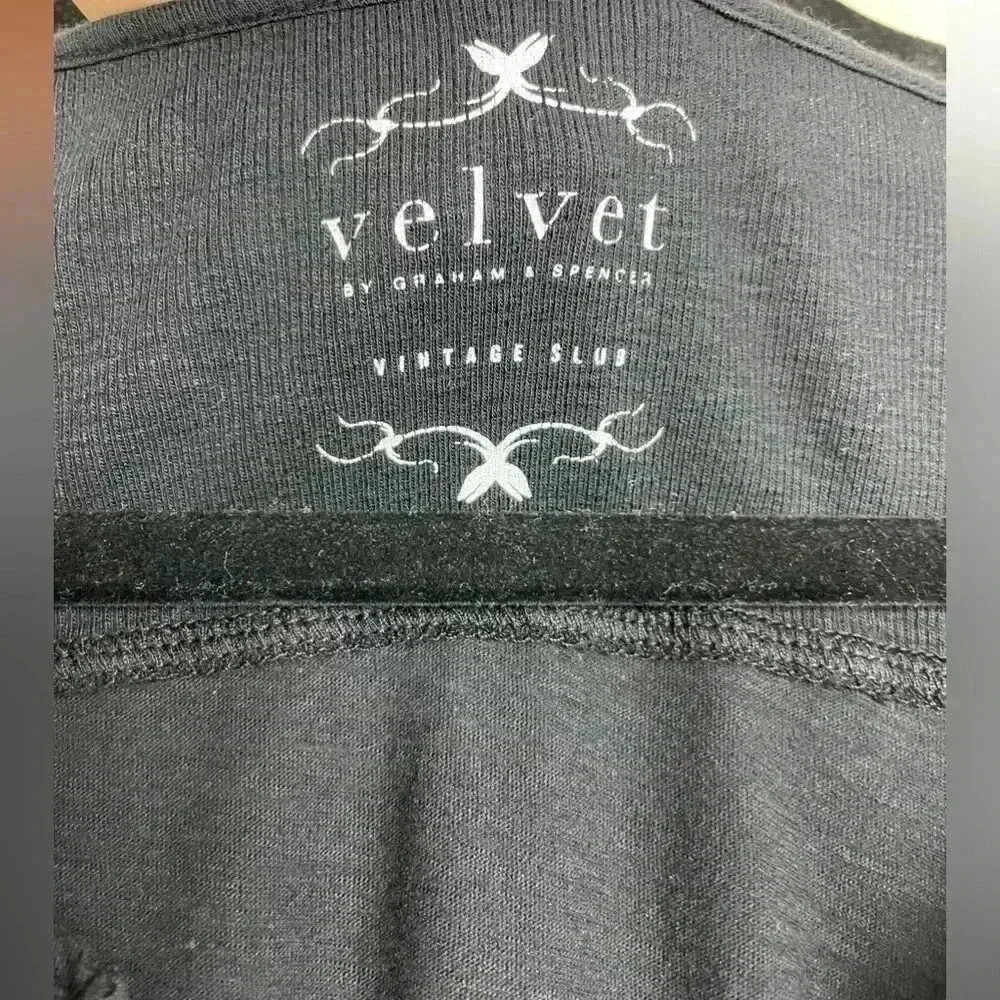 VELVET by Graham Spencer Black Vintage Slub Maxi Dress T-Shirt Leg Slit Medium - Picture 6 of 13